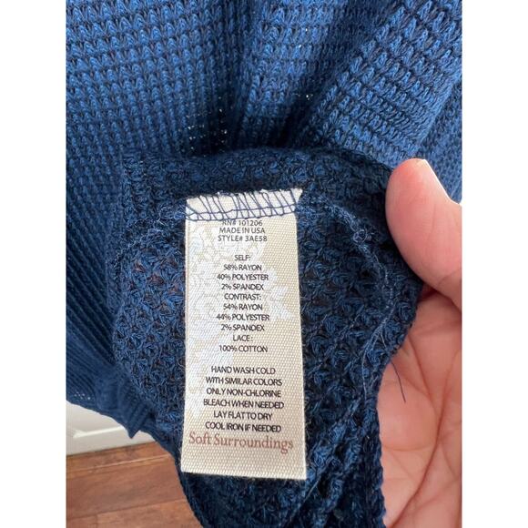 Soft Surroundings Navy and Black Bailey Thermal Top Long Sleeve Small - Picture 3 of 7